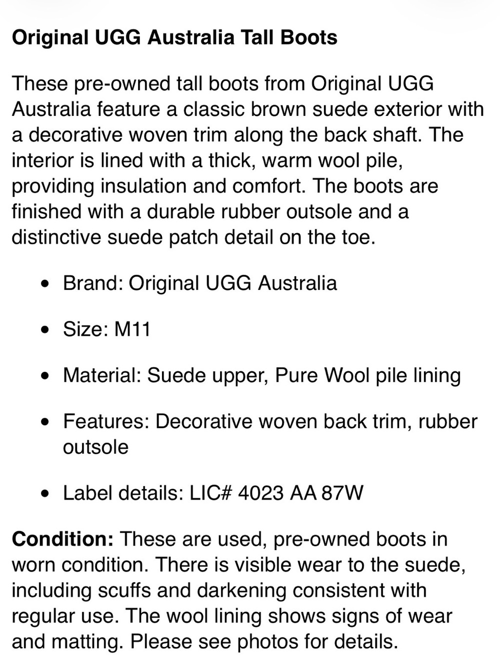 UGG Austrailia Original Tall Chestnut Suede Pull-On Boots #4023 - Picture 7 of 7